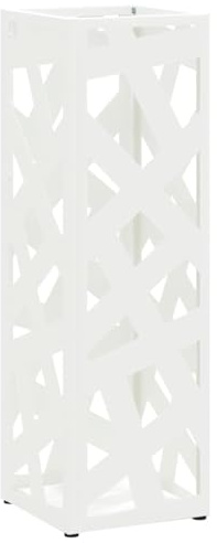 vidaXL Regenschirmständer mit Speicher Weiß 15,5 x 15,5 x 49 cm Stahl | Modernes geometrisches Muster, das großartig aussieht, Platz für bis zu 4 Regenschirme und noch mehr,