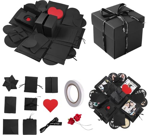 Diy üBerraschungsbox Foto, Explosion üBerraschungs Box, DIY Handgemachte Foto üBerraschung Explosion Box, Uberraschungsbox Geschenkbox für Heiratsantrag,Jahrestag,Geburtstag,Weihnachten,Valentinstag