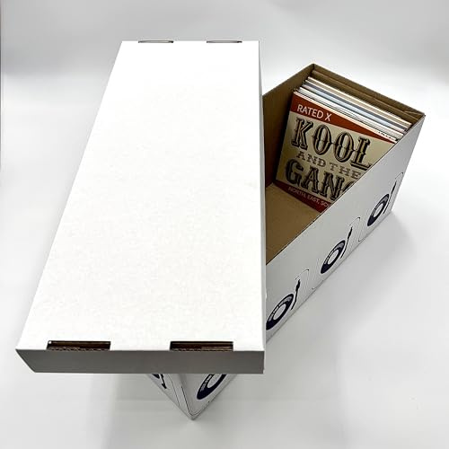 Panmer 12 and 7 Cardboard Vinyl Storage Box with Lid - Fits Up to 50 LPs (10, 7)