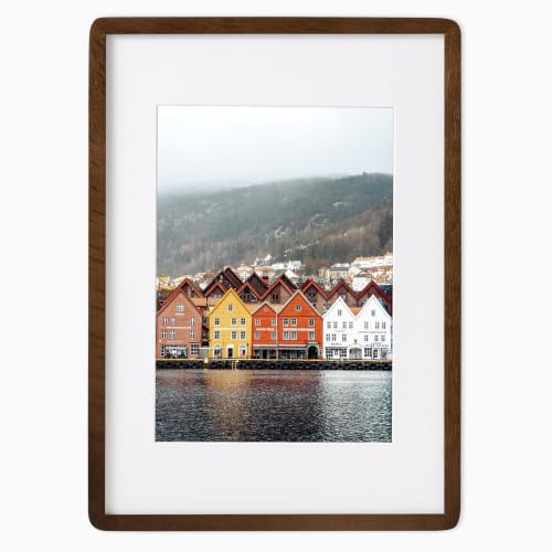 Feihorrm Massivholz Bilderrahmen, Eiche Bilderrahmen, Mit gehärtetem Glas, Für 30x40 cm-Fotos ohne Passepartout oder 19x29 cm-Fotos mit Passepartout (Dunkel Braun, 30x40 cm/ 1x)