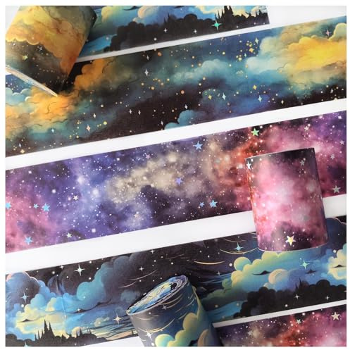 3 Rolls Ta Merry Scrapbook Zubehör Sticker Washi Tape Aufkleber für Karten | Wolke Themed Washi Tape Aesthetic Stickers für Scrapbooking,Fotoalbum,Journaling Zubehör,Bullet Journals ,Karten