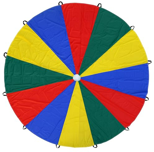 ND Sports Rainbow Play Parachute – 6ft (6 Handles) & 12ft (12 Handles) | Cooperative Play Toy Tent Game for Activities, Gym Class, Birthday Parties & Outdoor Fun (6 Feet)