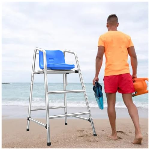 Lifeguard Beobachtungsstuhl - Edelstahl Wasserpark Stuhl mit Sonnenschirm Befestigungslöchern, geeignet für Pools und Tennisplätze