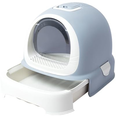 BCJMKDX Armoire de séchage pour Animaux de Compagnie, Bac à litière for Chat, Pot fermé, bac Couvercle, Toilettes for tiroir avec poignée(Parent,White)