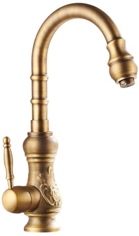 Rubinetto Cucina Rubinetto Lavello - Anticato Vintage Stile Girevole A 360 ° Monocomando Ottone Miscelatore Cucina Con Regolazione Caldo E Freddo, Rubinetto Lavello Cucina, Bronzo