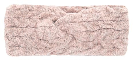 axy Damen Strick Stirnband mit Twist Knoten, Silberfäden und Zopfmuster, Winter Haarband, Kopfband - Ohrenwärmer - gestrickt Headband - warm HBW6 (Altrosa)