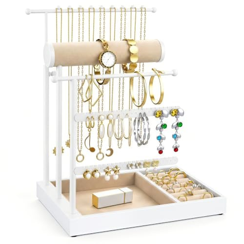 Emibele Necklace Holder Jewelry Organizer Stand, 5 Tier Jewelry Holder