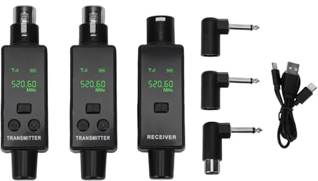 YUEHISY 2,4-GHz-Funkmikrofon-Sender-Empfänger, Wiederaufladbares Audio-XLR-Mikrofonsystem, 48-kHz-Plug-On-Adapter für Live-Tonaufnahmen (1 für 2)