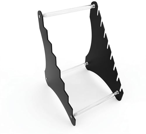 Xevtrak Black Large Size Knife Display Stand Holder, Eight-Layer Acrylic Rack, Heavy Duty Pocket Knife Display Case, Desktop Easel, Easy to Assemble, 1pcs