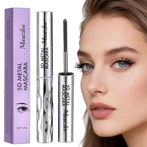 Iron Wand Mascara, 5D Curling & Volumizing Eyelash Mascara with Washable Metal Wand, Waterproof, Smudge-Proof & Long-Lasting, Buildable Black Formula for Length, Volume and Definition (Black)