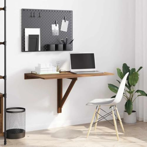 Ziaphsol Wandklapptisch Braun Eichen-Optik aus Holzwerkstoff 100 x 60 x 56 cm, Platzsparender Klapp Wanden Tisch für Küche Büro Balkon als Esstisch oder Schreibtisch