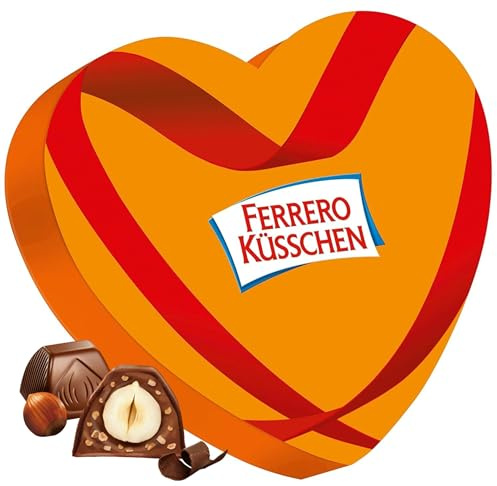 Ferrero Küsschen Herz – Pralinen-Geschenk – Knackig geröstete Haselnuss, umhüllt von feiner Schokolade, in dekorativer Herzschachtel – 1 Packung à 124 g