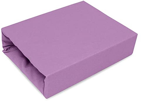 Best for Kids Spannbettlaken Spannbetttuch 100% Baumwolle Jersey in 22 Farben und 9 Größen (160x200, Violett)