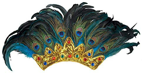 Boland 52111 - Kopfschmuck Pfau mit Federn und Schmucksteinen, Zubehör für Faschingskostüme, Haarreif mit Krone für Karneval und Mottoparty