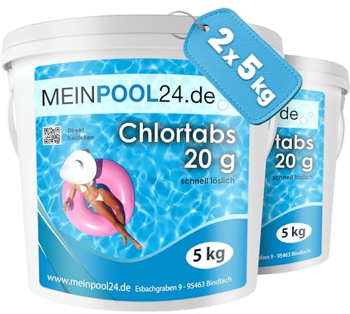 2X 5 kg Chlortabs 20 g für den Swimmingpool Marke Meinpool24.de