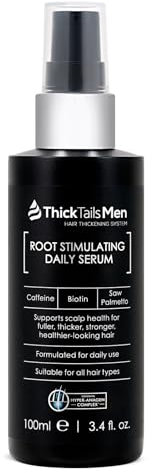 ThickTails Men’s Root Stimulating Hair Serum for Thicker, Fuller Hair – Vegan Daily Hair Strengthening Treatment with Biotin, Caffeine & Saw Palmetto – Fast-Absorbing & Lightweight Formula