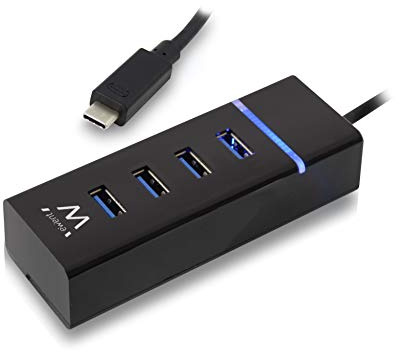 Ewent EW1137 hub de Interfaz USB 3.0 (3.1 Gen 1) Type-C 5000 Mbit/s Negro - Concentrador (USB 3.0 (3.1 Gen 1) Type-C, USB 3.1 (3.1 Gen 1) Type-A, 5000 Mbit/s, Negro, Estado, 0,3 m)