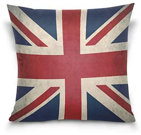 Use7 Kissenbezug, dekorativer Kissenbezug, quadratisch, Vintage-Stil, Union Jack, UK-Flagge, Textil, Mehrfarbig, 50 x 50cm/20 x 20 Inches