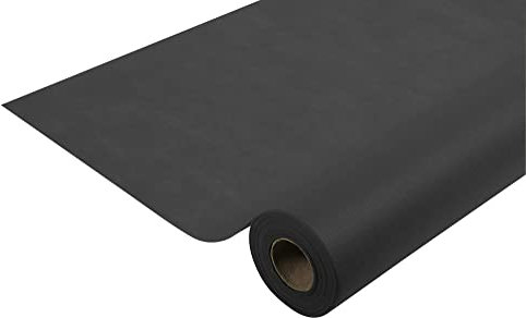 Thouy Tischdecke R781221I Einweg-Tischdecke aus Spunbond-Vlies Länge 50,4m Breite 1,20m (pro Rolle), vorgeschnitten alle 1,20m Farbe Schwarz Reißfestes, wasserabweisendes und abwischbares Material