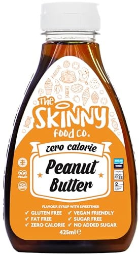 Skinny Food Co Peanut Butter Zero Calorie Syrup 425ml - Sugar Free Syrup | Zero calorie syrup for pancakes, porridge, yoghurt, ice cream and baking. Vegan, Gluten-free, Keto & Paleo Friendly Syrup