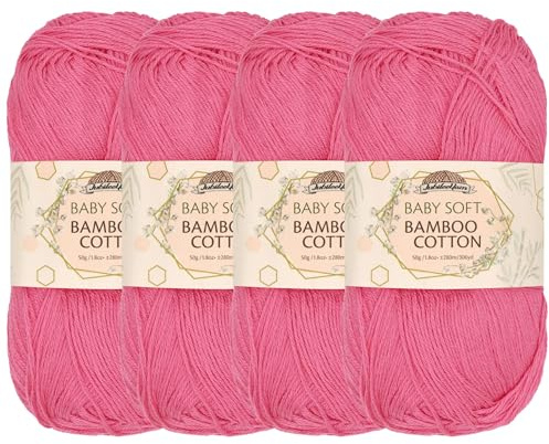 JubileeYarn Baby Soft Bamboo Cotton Yarn - 50g/Skein - Watermelon - 4 Skeins