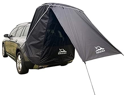 Hasika Heckklappen-Sonnensegel für Auto, Reise, kleine bis mittlere Größe, SUV, wasserdicht, 3000 mm, Schwarz