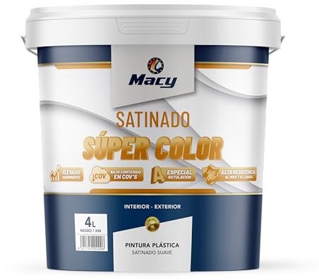Pintura Plástica Satinado Súper Especial Color para Exteriores. 750 Mililitros. Color Azul Marino