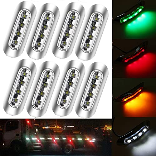 Etomvoop 8 x LED-Seitenmarkierungsleuchten, wasserdicht, 4 LEDs, für 12 V-24 V, LKW, Anhänger, Wohnmobil, Boot, Marine (weiß)