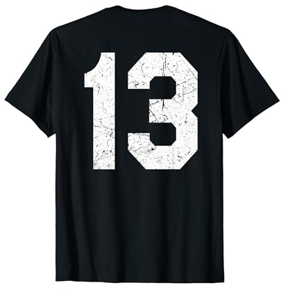 Trikot Uniform Nr. 13 Sportlicher Stil Sport Rückseite Grafik T-Shirt