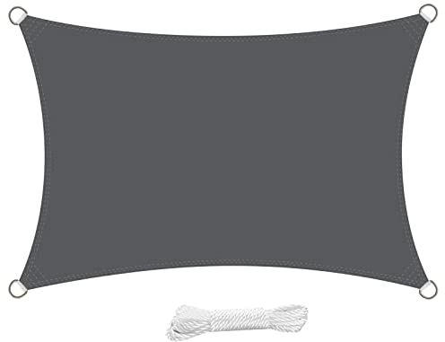 swift Sonnensegel Rechteckig 4x5 Meter UV Shutz HDPE Wetterbeständig Atmungsaktiv Rechteck 4x5m Sonnenschutz Balkon Garten und Terrasse, Anthrazit (5x4)