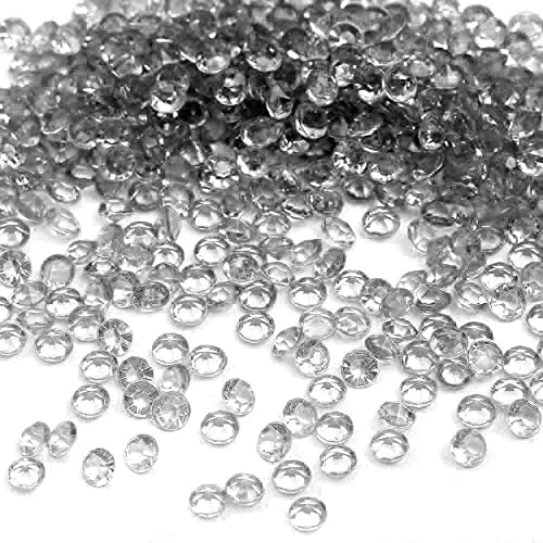 1000 Stück Acryl Deko Diamantkristalle 4mm Glitzer Streudeko Tischschmuck Funkelnd Dekosteine Kristalle Konfetti Diamanten zum DIY Verzieren Tischdeko Hochzeit Taufe Verlobung Valentinstag,Grau