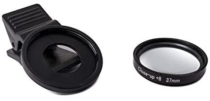 SYSTEM-S Makro Linse +8 Zoom Close Up Filter mit Clip in Schwarz