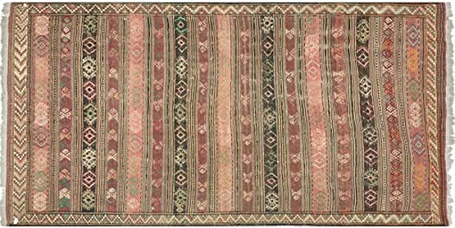 RUG PRINCE Afghan Taimani Kelim Teppich 200x300 Handgewebt Braun Geometrisch
