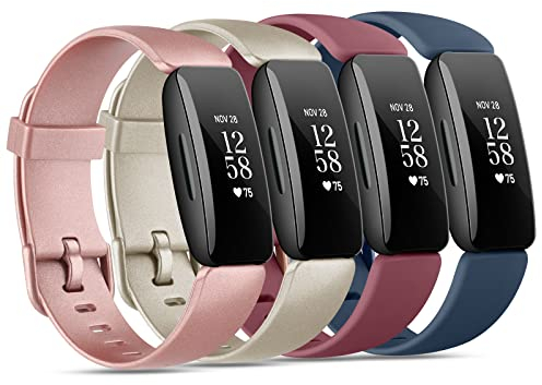 Vancle 4 Pack Kompatibel mit Fitbit Inspire 2 Armband, Weich Silikon Verstellbare Sport Ersatzband Nur für Fitbit Inspire 2 Tracker Damen Herren (4Pack-B)