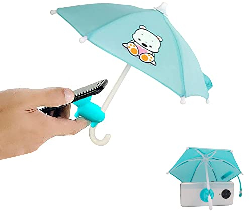 Phone Umbrella Suction-Cup Phone Holder, Cute Phone Holder with Sun Umbrella, Mobile Phone Suction Cup Stand for Outdoor Travel or Indoor (Green)