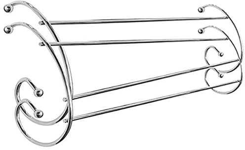 Q&H 2 Bar Radiator Clothes Airer Metal 1M Space Laundry Rack - Chrome 50cm Indoor Drying Towel Hanger 2 Washing Lines Laundry Holder - Strong Curved Shape Hanging Mounted Rail Household Dryer (2)