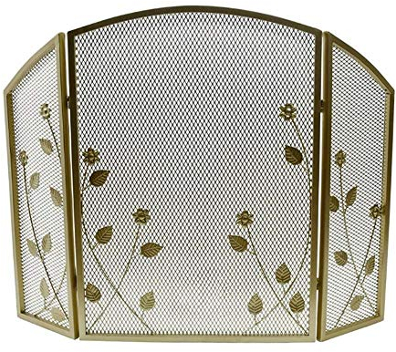 Funkenschutz, großer, goldfarbener, schmiedeeiserner Kaminschutz, 3-teiliges, Verziertes Metallgitter, stehendes Gitter, babysicherer, feuerfester Zaun, Funkenschutzabdeckung Needed