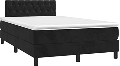 vidaXL Boxspringbett mit Matratze Doppelbett Bett Polsterbett Hotelbett Bettrahmen Bettgestell Lattenrost Schlafzimmerbett Schwarz 120x200cm Samt