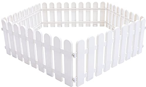 Angoily 5 Stück Kunststoff Weiße Kanten Garten Lattenzaun Dekorative Gartenzäune Paneele Garten Lattenzaun Kanten Rasen Blumenbeete Pflanzenränder Für Garten Rasen Wege (50X20cm)