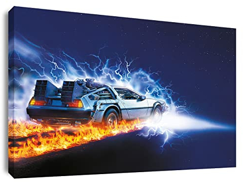 Artis Prints Leinwandbild Der Delorean, Fanmotiv Zurück in die Zukunft, Klein bis XXL, Inneneinrichtung - Wohnzimmer - Wohnung, Dekoration