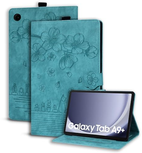 Succtopy Custodia Galaxy Tab A9+/A9 Plus 11 2023 Cover in Pelle PU Flip Portafoglio con Porta Penna Custodia Protettiva con Slot Card Galaxy Tab A9+ SM-X210/X215/X216 Verde Chiaro