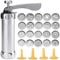 Kekspresse-Set, Metall-Keksformer-Set, Lebensmittelechtes Keksformer-Kuchendekorationsset, Enthält 20 Scheiben Und 4 Zuckerguss-Spitzen, Einfaches Backen, Einfaches Leben,Silber,YUYANAIAI