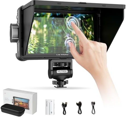 VILTROX DC-550 Kamera Field Monitor Touchscreen 1200Nit 5.5 Zoll 4K HDMI Camera Monitor mit Akku,Full HD 1920x1080 IPS,5.5 Inch 3D LUT mit Sonnenschutzhaube,Aufbewahrungstasche für Sony Canon Nikon