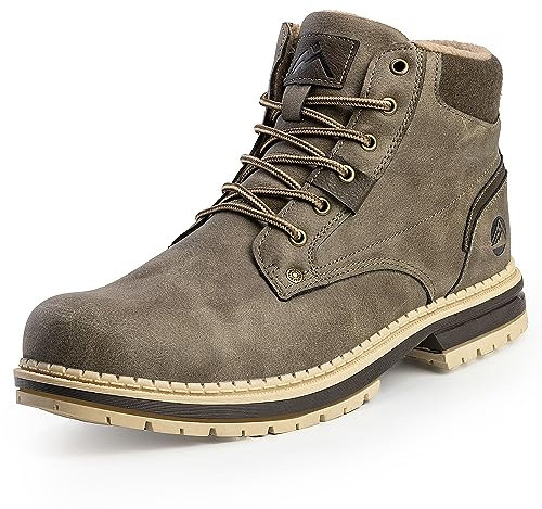 CC-Los Men's Winter Snow Boots with Sherpa Fleece Lining Waterproof Slip-Resistant Insulated Grey Size 9-9.5