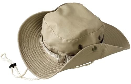 Taeku Buschhut, Herren Damen Mesh Bucket Boonie Hat Breite Krempe Sonnenhut mit Kinnband Fischermütze Outdoor Angelhut (Helles)