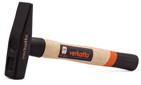 Mivos Engineer's Hammer 300 g with Forged Hammer Head and Wooden Handle - Engineer's Hammer 300 g Head Weight - Tool for Locksmiths - Steel Hammer - Workshop Hammer - DIN 1041