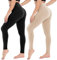 CAMPSNAIL 2er Pack Leggings Damen Schwarz- High Waist Sportleggins Blickdicht Sporthose für Gym Yoga(Schwarz&Beige,L-XL)