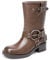DREAM PAIRS Stivali a metà Polpaccio da Donna Stivali Stivaletti Biker Fibbie Anfibi Fashion Stivali da Donna con Tacco Basso Grosso,Size 41.5,Abbronzatura,SDMB2405W