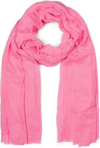 styleBREAKER Damen Schal Einfarbig mit kurzen Fransen an den Enden, Leichtes großes transparentes Tuch Uni 01016223, Farbe:Neonpink