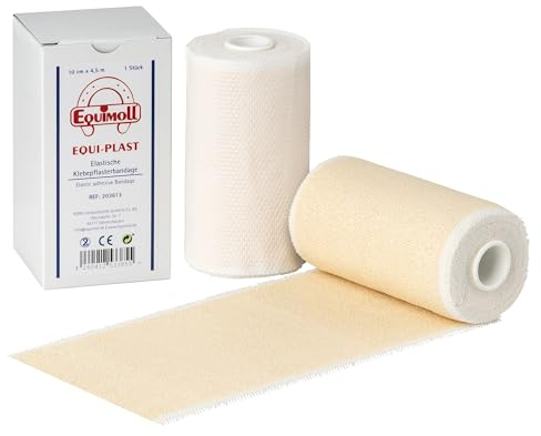 EQUIMOLL Equi-Plast Elastische Klebebinde für Pferde, Klebebandage für Versorgung von Verletzungen und Schürfungen 10cm x 4,5m